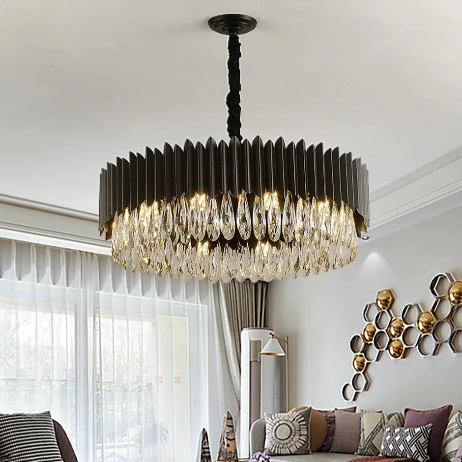 Lugano Crystal Chandelier, Diameter 37"