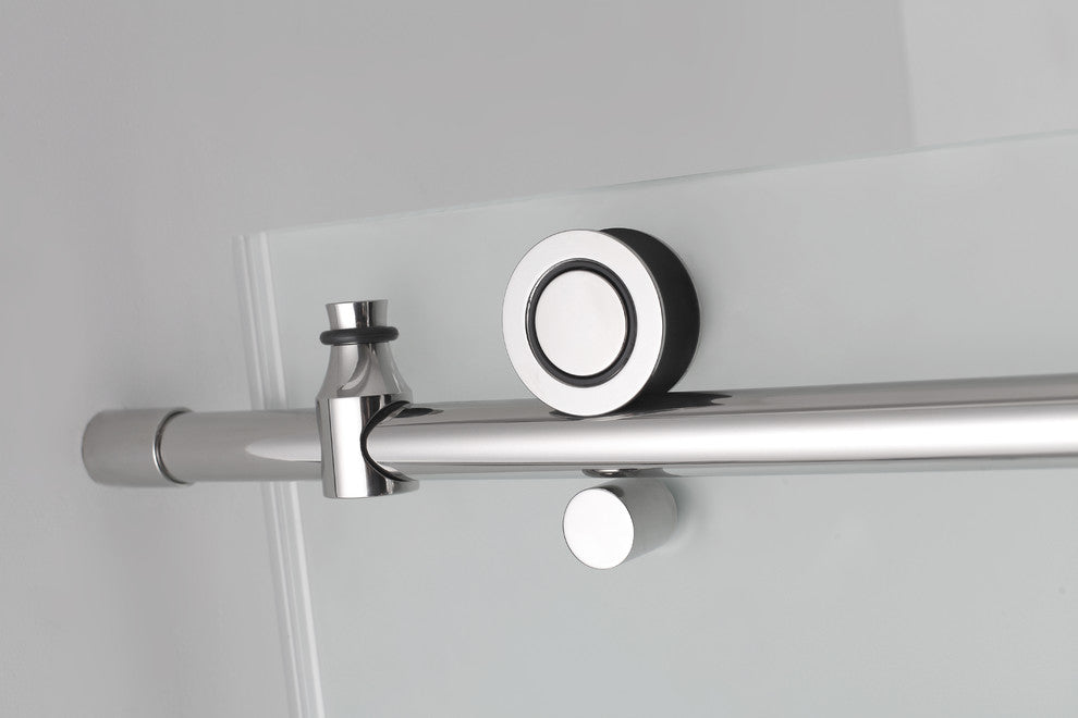 Coraline 44"-48"x76" Frameless Sliding Shower Door With Frosted Glass, Chrome