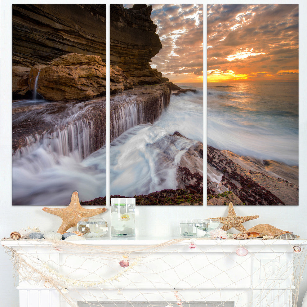 "White Sea Waters at Coogee Beach" Metal Wall Art, 3 Panels, 36"x28"