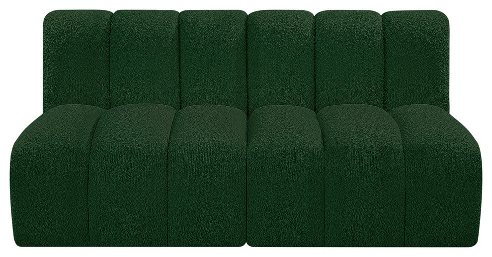 Arc Boucle Fabric Upholstered 2-Pc. Modular Sofa, Green