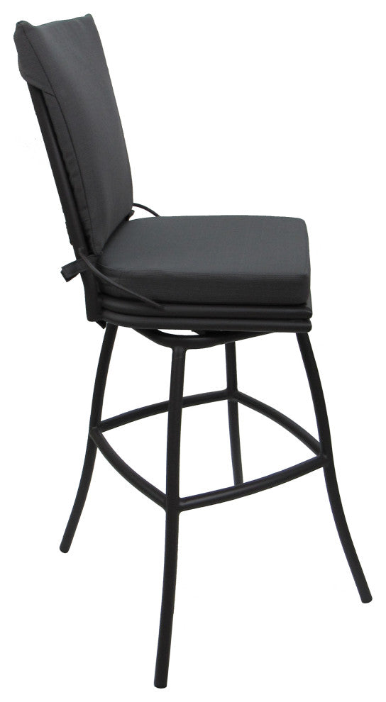Outdoor Patio Bar Stool Ofir Without Arms, Dark Gray Linen - Gray, 30"