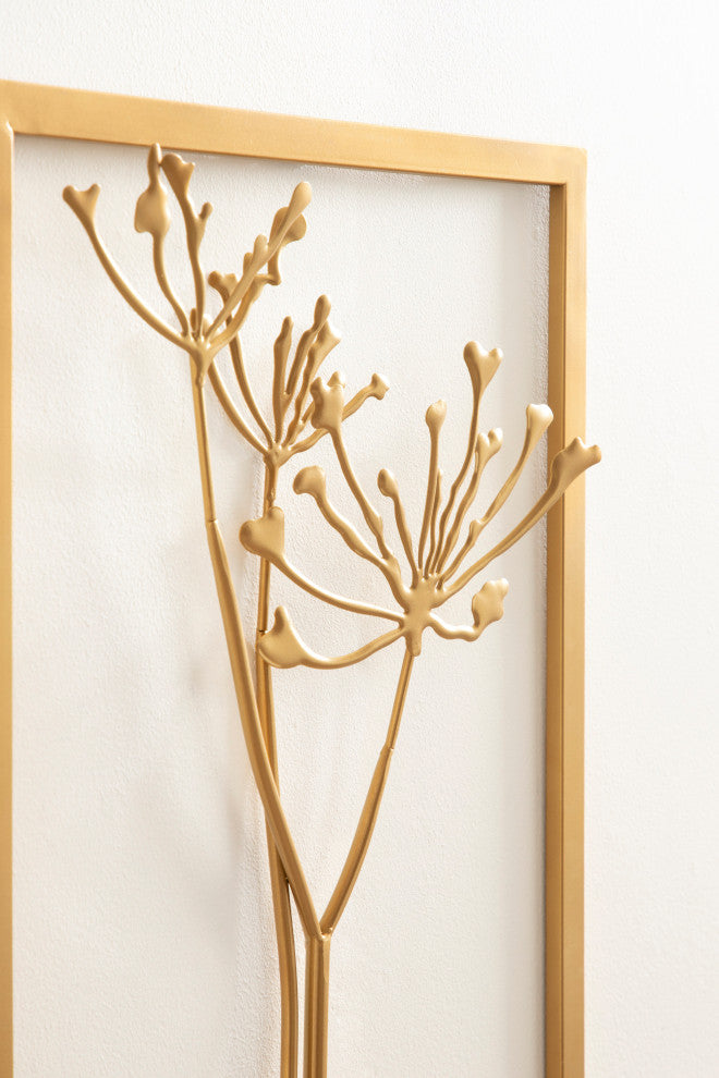 Malak Metal Framed Wall Art Set, Gold, 2 Piece