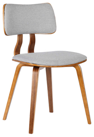 Mick Dining Chair, Walnut Wood and Gray Fabric