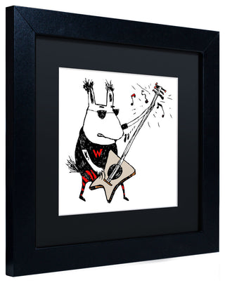 'Wild Guitar Wolf' Matted Framed Canvas Art by Carla Martell