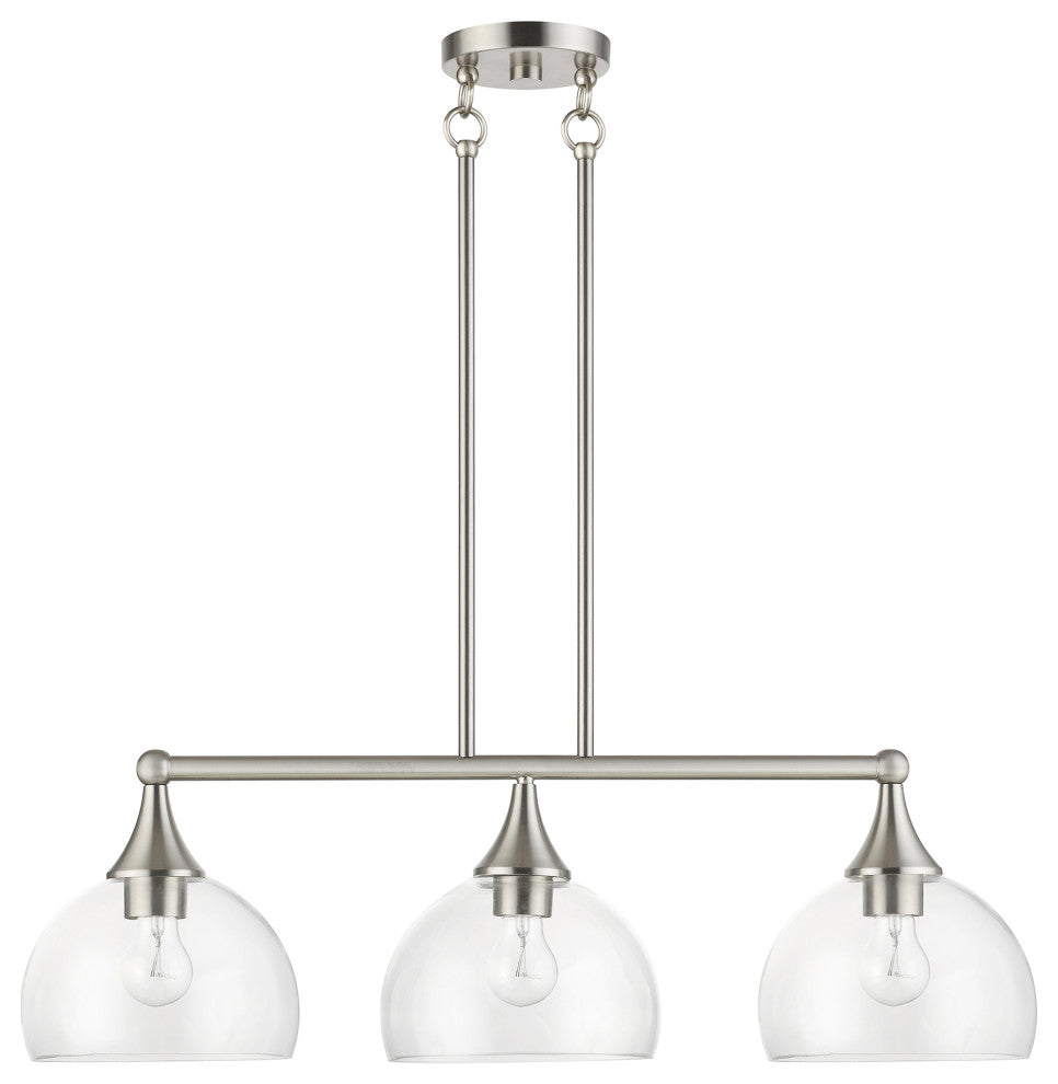 3 Light Brushed Nickel Linear Chandelier