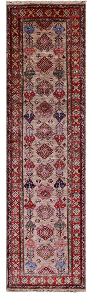 Runner Super Kazak Hand Knotted Wool Rug 2' 7" X 9' 2" Q7706