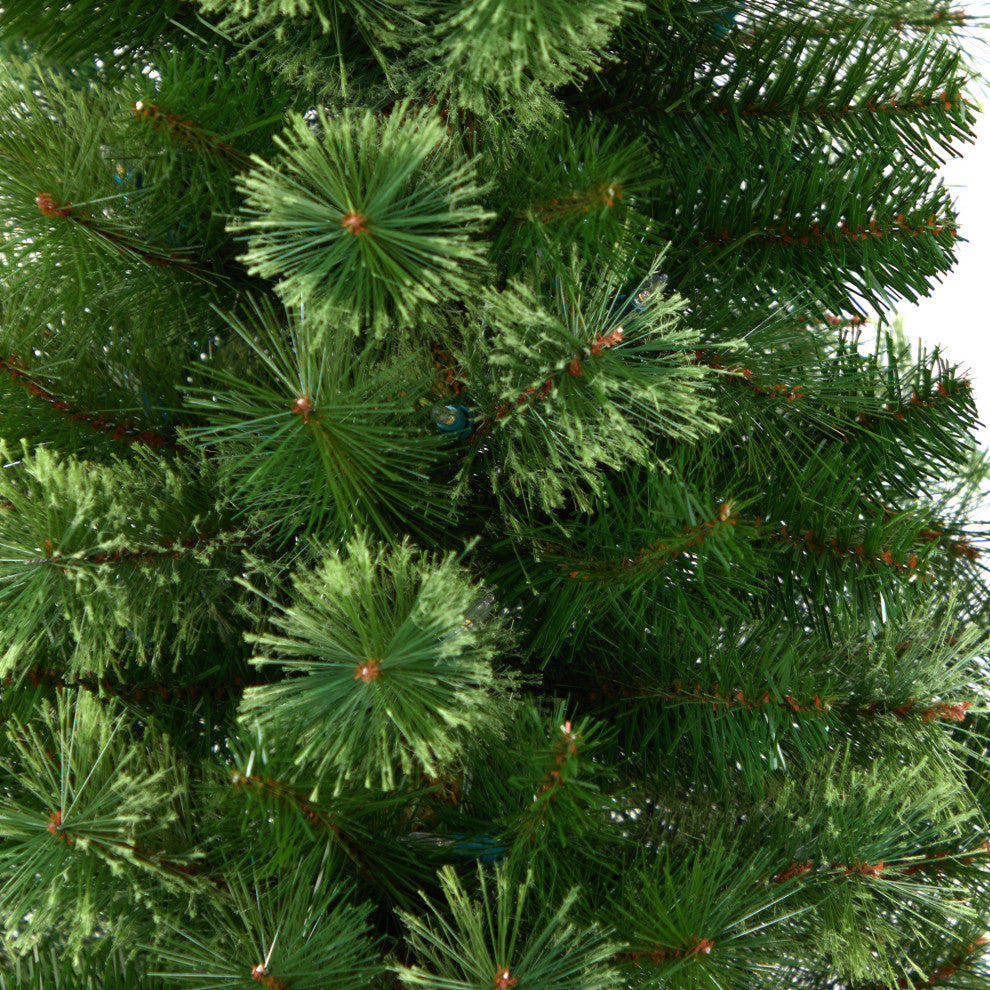 8' Green Pencil Artificial Christmas Tree With 200 Clear, LED Lights