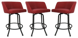 Joey Swivel Metal Stools, Set of 3, Ruby, Gray, 30"
