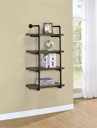 24" Wall Shelf, Black And Rustic Oak