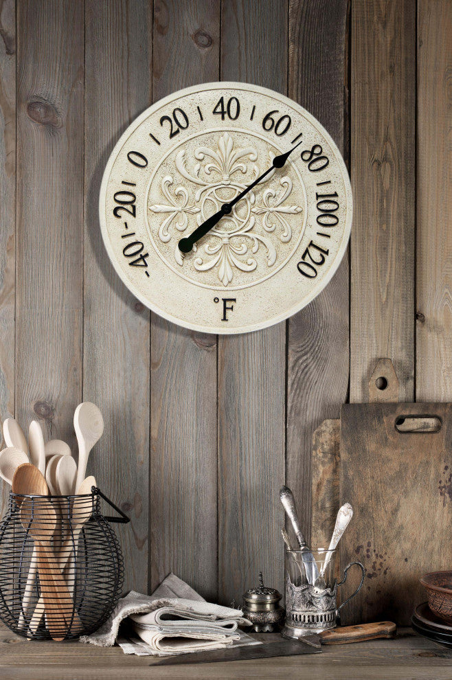 Blanc Fleur Indoor/Outdoor Decorative Wall Thermometer 15"