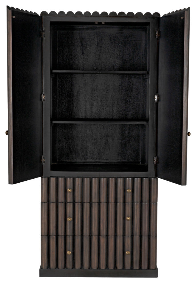 NOIR Furniture - Amunet Hutch in Pale Rubbed with Light Brown Trim - GHUT150PR