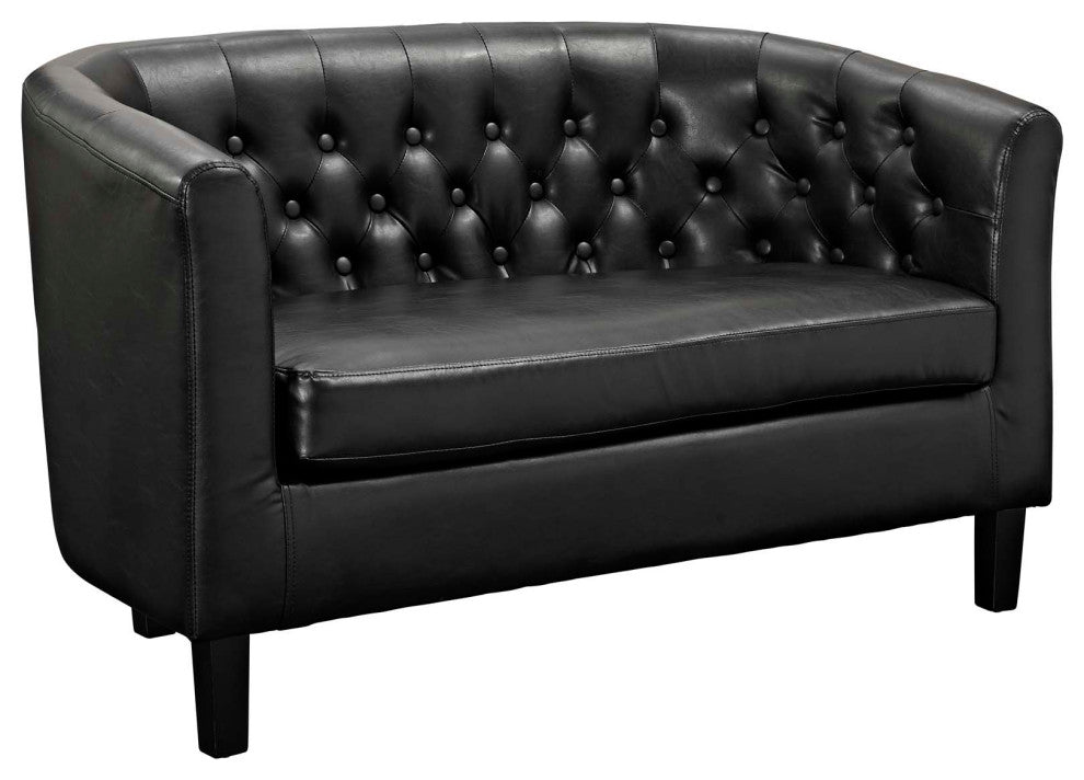Prospect Upholstered Vinyl Loveseat and Armchair Set Black