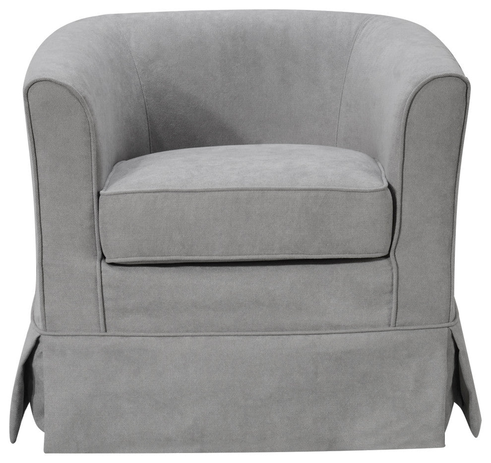 Tucker Woven Fabric Swivel Barrel Chair, Steel Gray