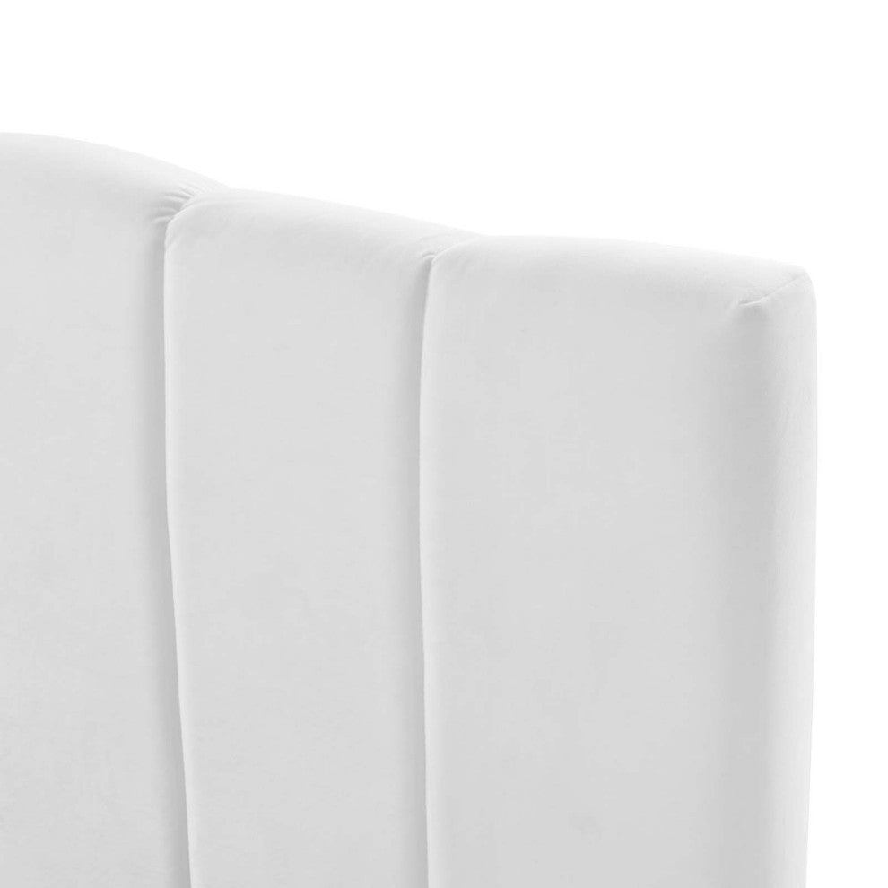 Tufted Headboard, King Size, Velvet, White, Modern Contemporary, Bedroom Master