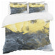 Gray Yellow and White Marble Composition Mid-Century Bedding, Twin