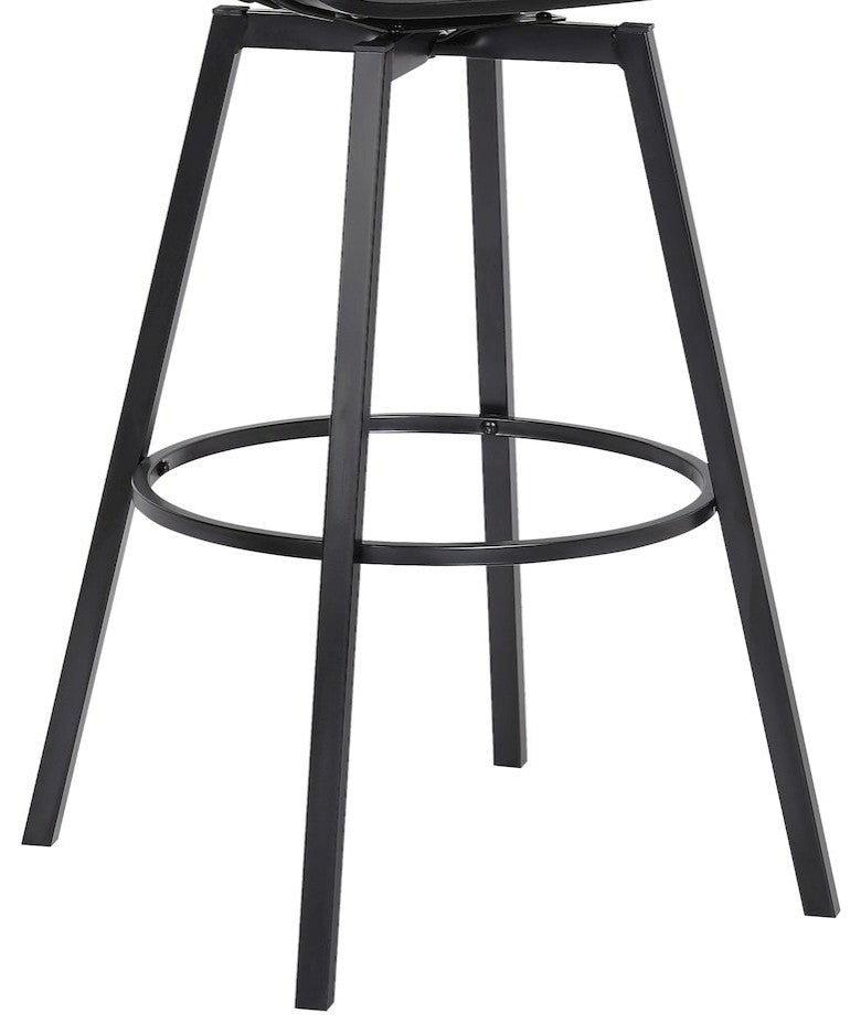Athena Upholstered Wood Swivel Bar or Counter Stool with Black Metal