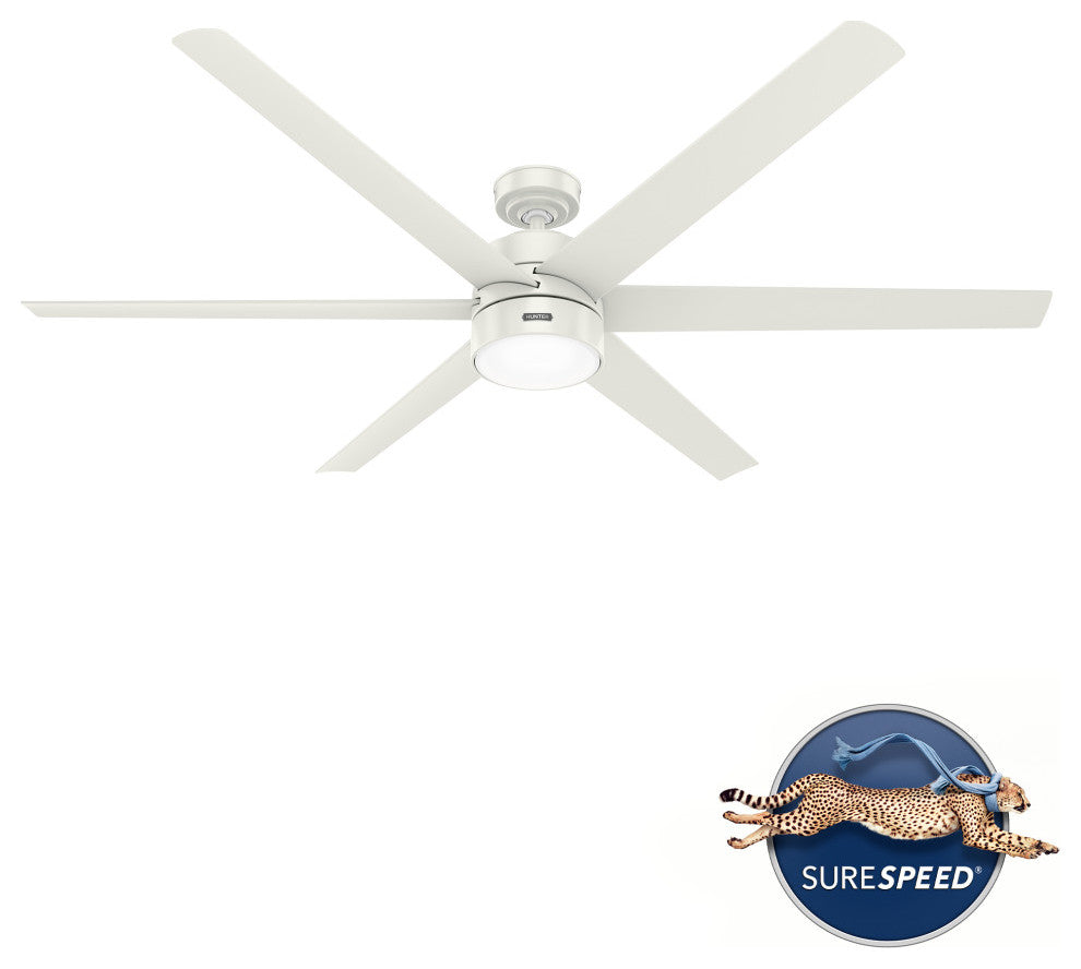 Hunter 72" Solaria Fresh White Ceiling Fan, LED Light Kit, Wall Control