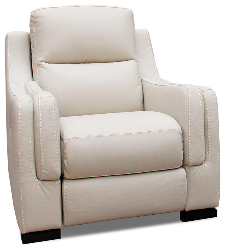 Hanna Geniune Leather Power Recliner, Snow