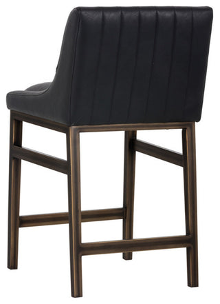 Halden Armless Counter Stool With Rustic Bronze Legs, Vintage Black