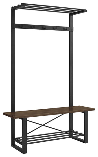 47" Industrial Wood Hall Tree - Dark Walnut