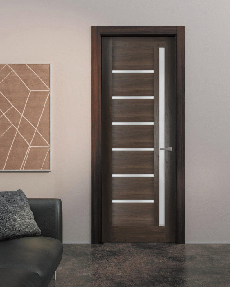 Solid French Door Frosted Glass | Quadro 4088 Chocolate Ash | -30 x 96