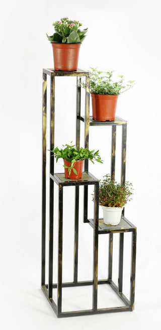 47.25" 4 Tier Gray Stone Slab Cast-Iron Plant Stand