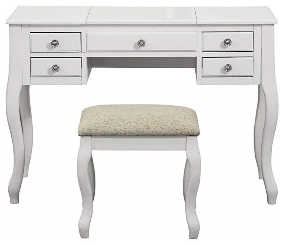 Cherub Vanity Set Featuring Stool And Mirror White