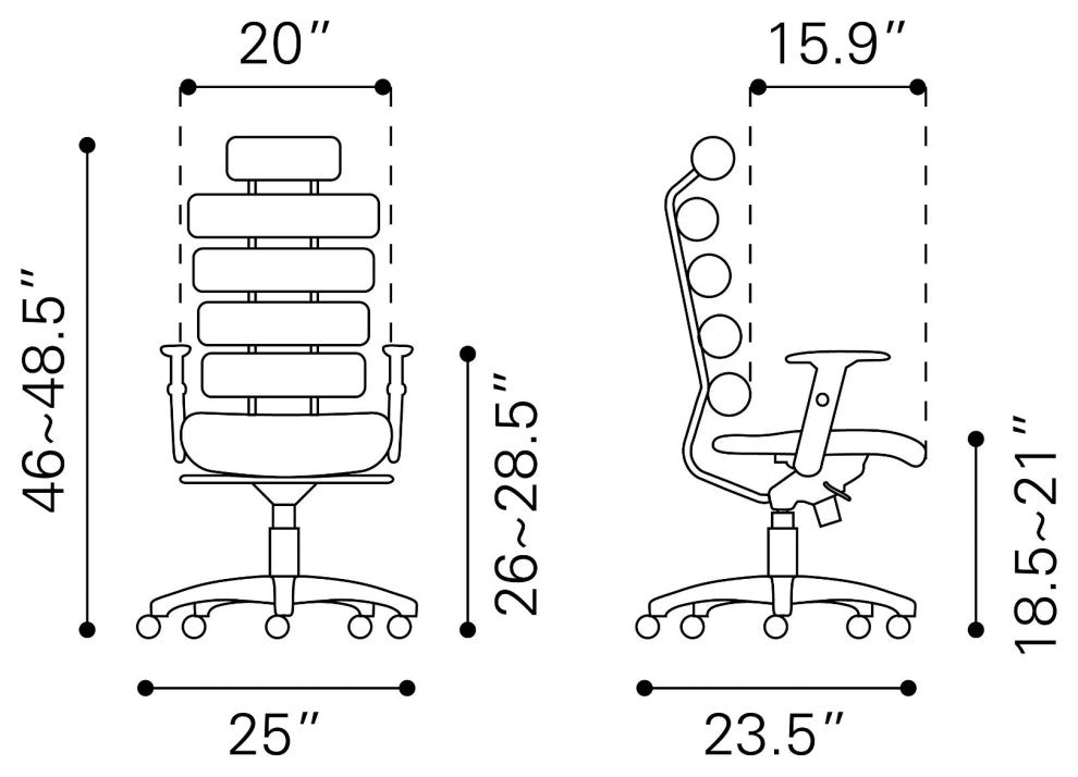 Computer Chair, Faux Vinyl Leather, Steel, White, Black, Home Business Office