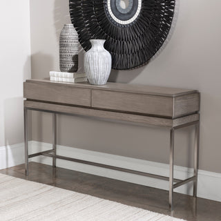 Uttermost Kamala Oak MDF and Stainless Steel Console Table in Mushroom Gray