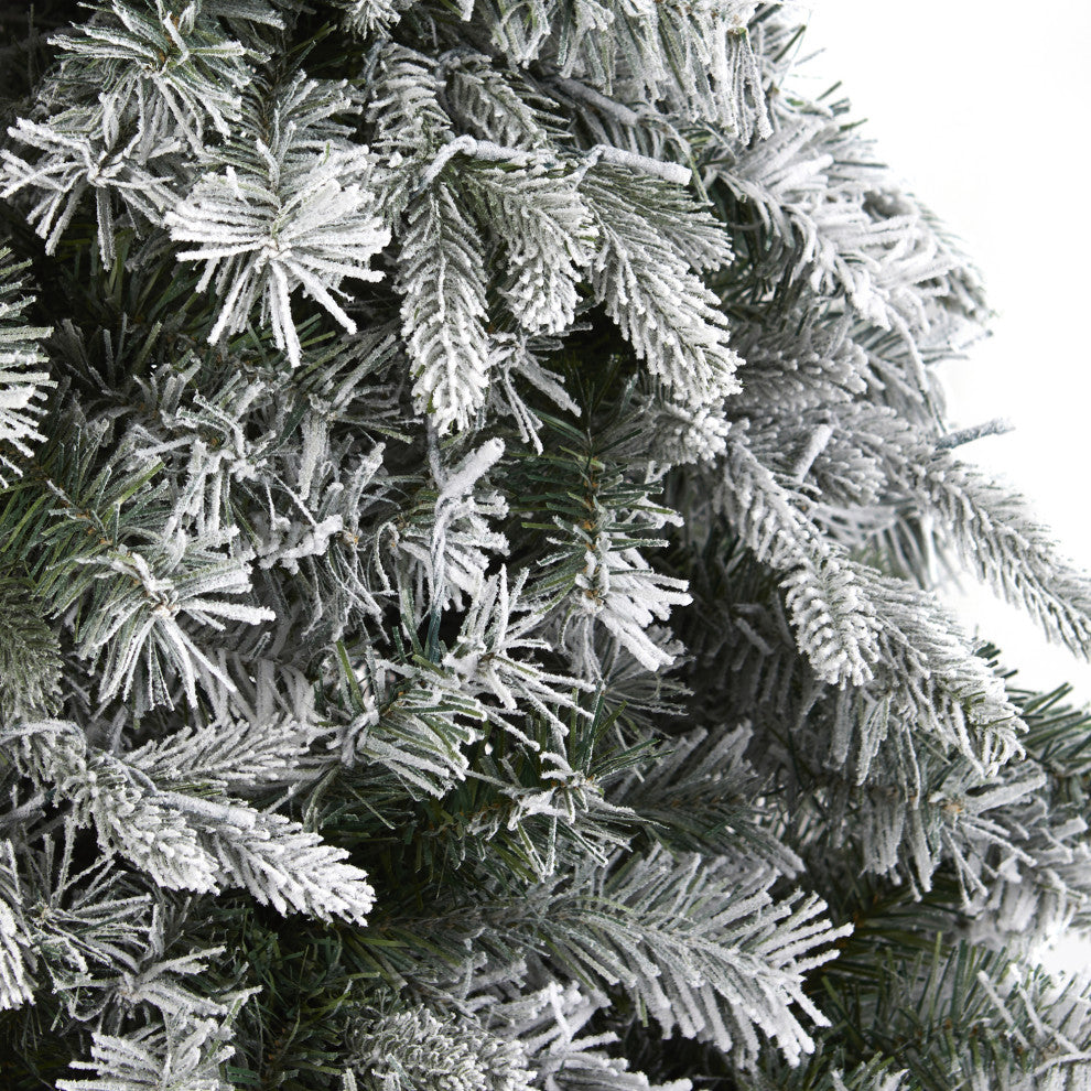 6' Flocked Vermont Mixed Pine Faux Christmas Tree With 300 Clear LED Lights