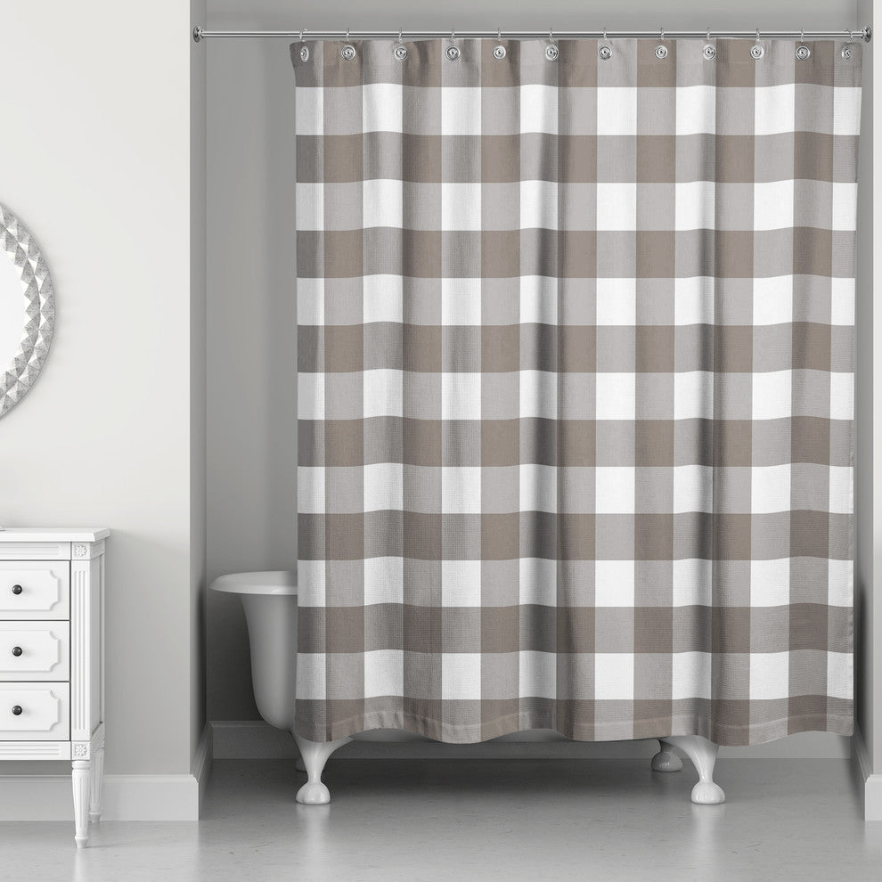 Taupe Buffalo Check 71x74 Shower Curtain