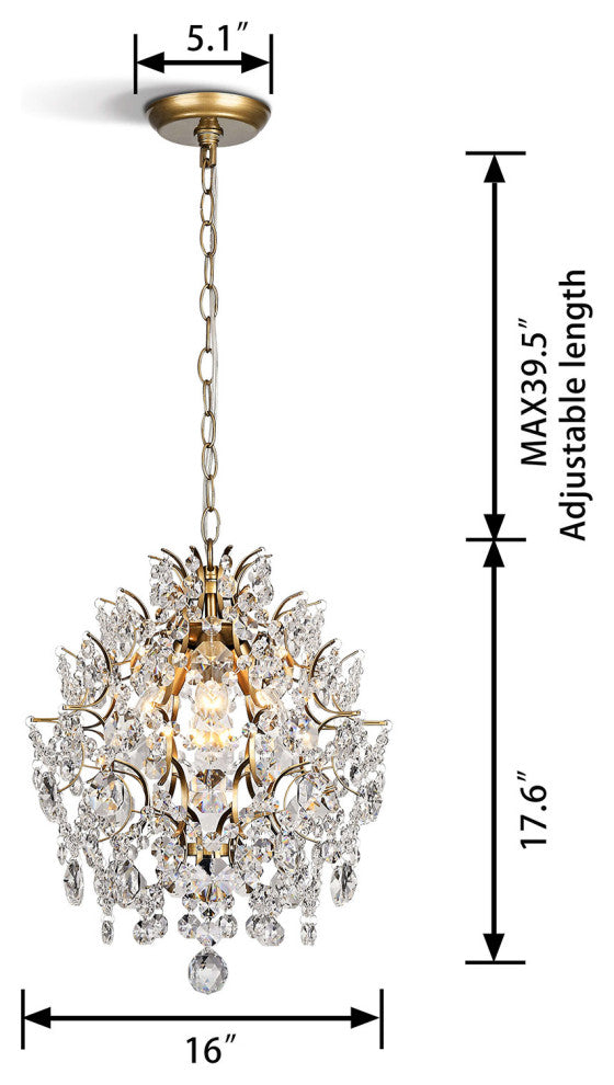 Belle Indoor 3-light Brushed Brass Crystal Chandelier