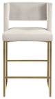 Caleb Upholstered Counter Stool, Set of 2, Cream, Velvet, Brushed Gold