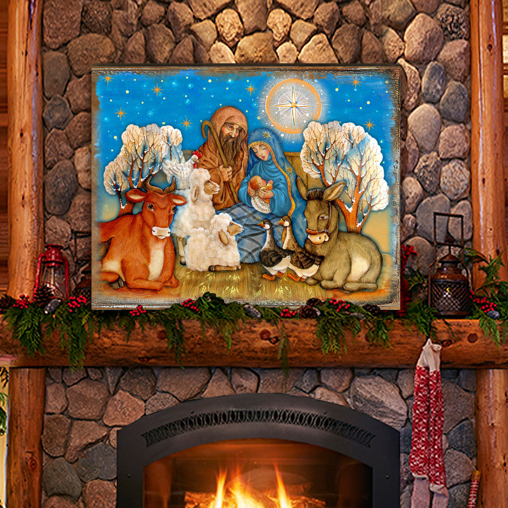 Nostalgic Nativity Wooden Wall Art, Medium 18x12