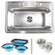 33" Topmount Drop-In Stainless Steel Kitchen Sink With Silicone Colander