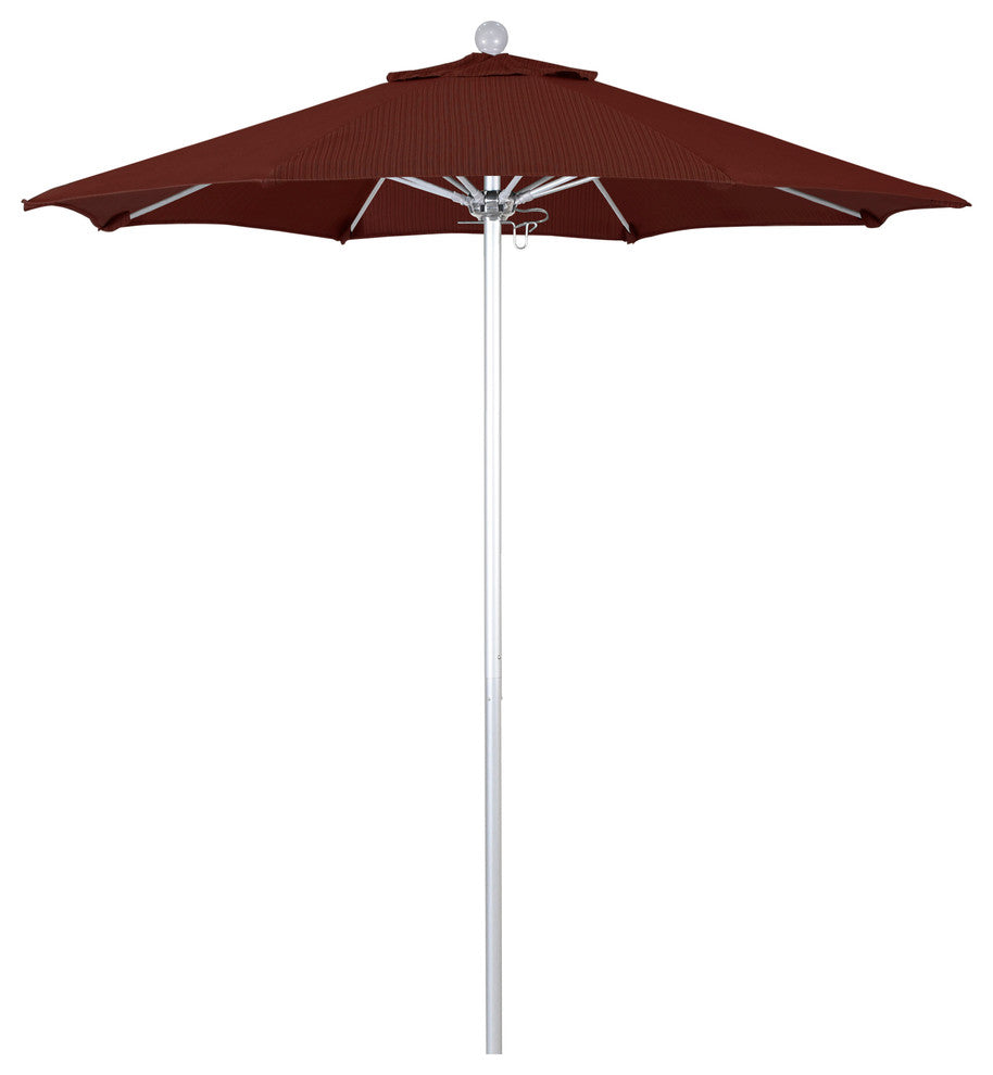 7.5' Silver Anodized Push Lift Aluminum Umbrella, Terrace Adobe Olefin