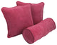 Double-Corded Solid Microsuede Throw Pillows With Inserts, Set of 3, Bery Berry