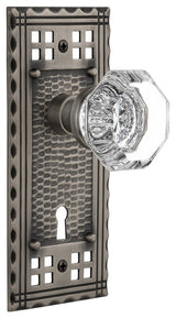 Craftsman Plate Privacy Waldorf Knob, Antique Pewter