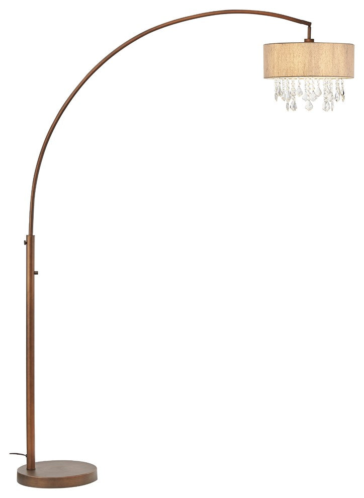 Artiva USA Elena III 81" LED Arched Crystal Floor Lamp With Dimmer, Antique Bron