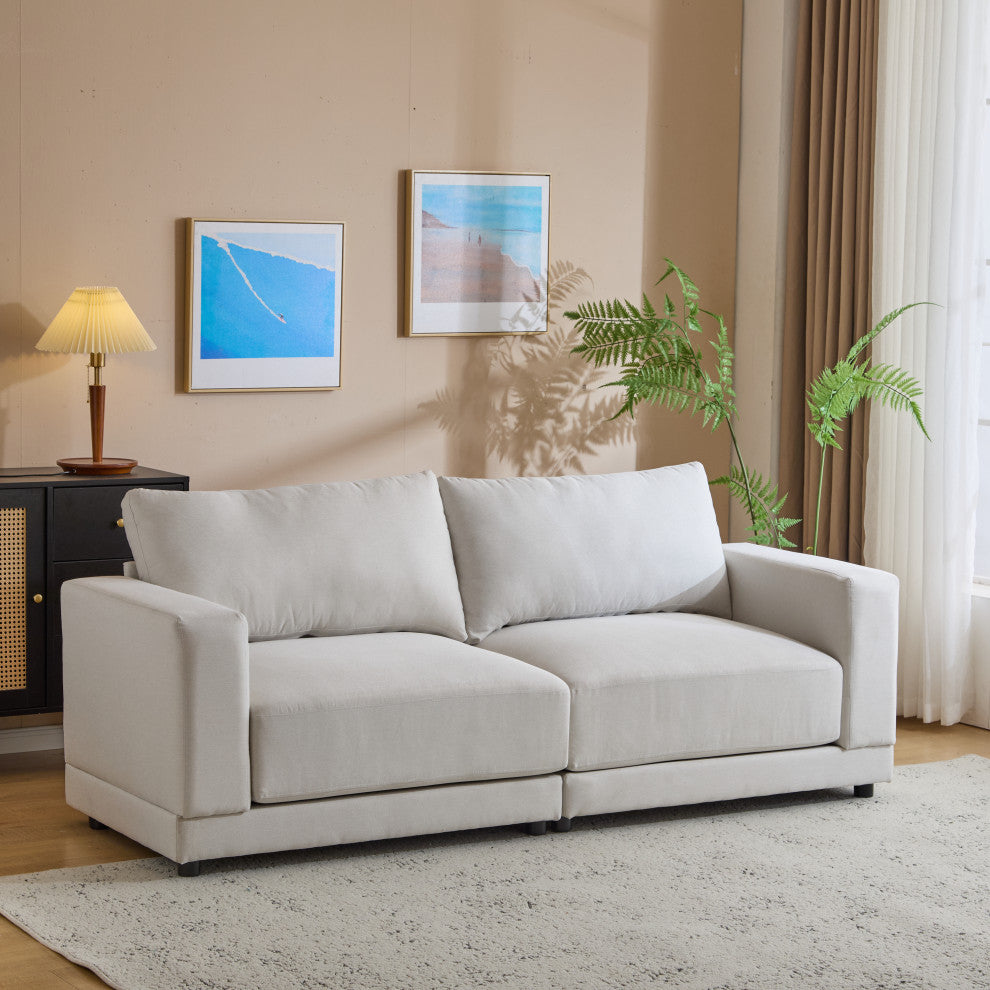 GDF Studio Modern Upholstered Fabric Loveseat Sofa, Beige