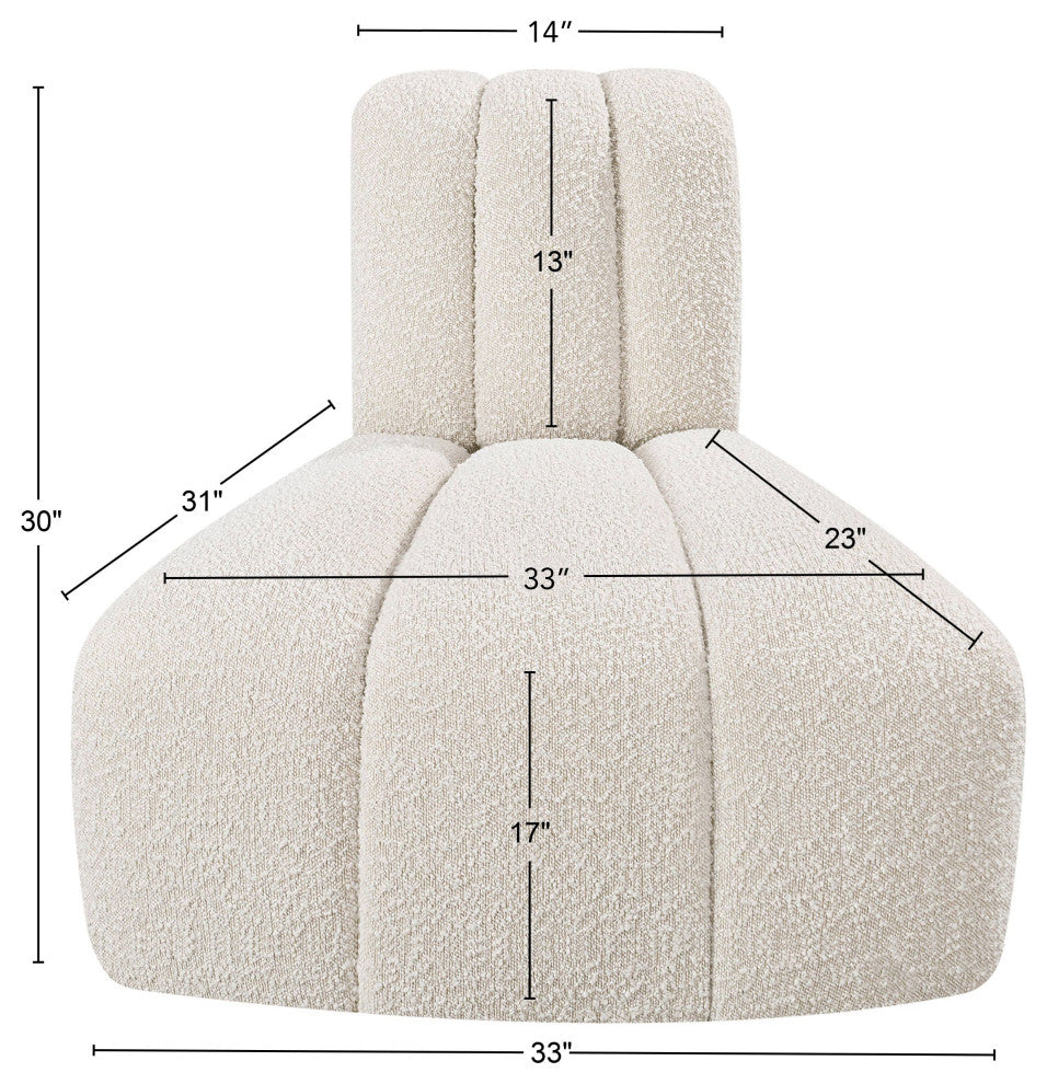 Arc Upholstered Modular Component, Cream, 1-Piece: Reverse Corner, Boucle Fabric