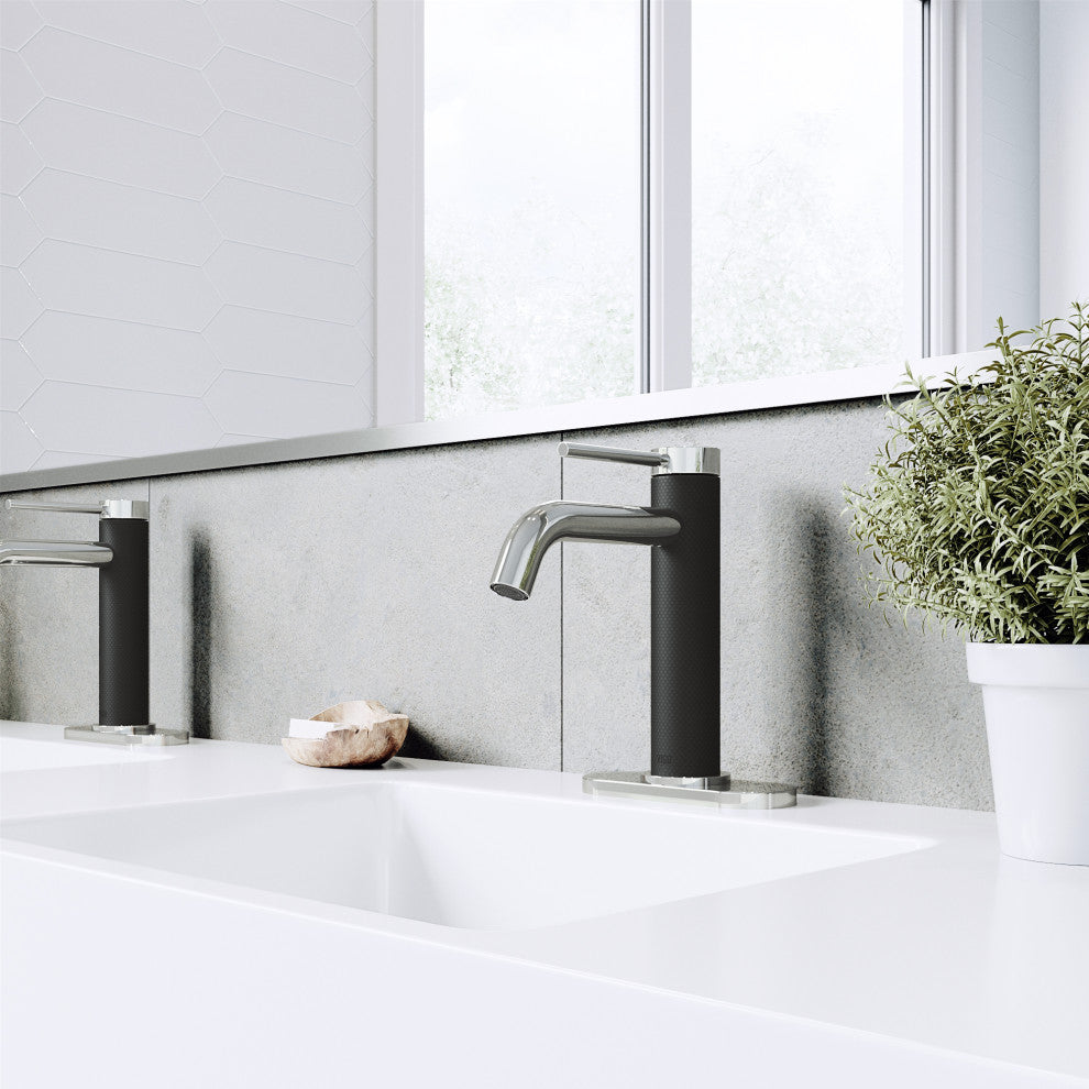 VIGO Madison 8" H Single Handle Single Hole Bathroom Faucet, Chrome, With Deck Plate
