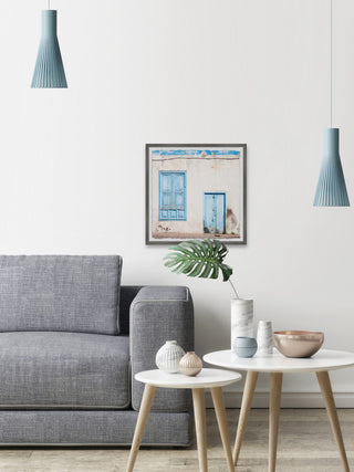 "Blue Doors and Windows" Framed Painting Print, 24x24