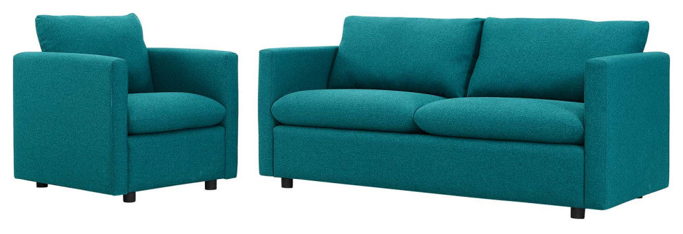 Armchair and Sofa Set, Fabric, Teal Blue, Modern, Living Lounge Hospitality