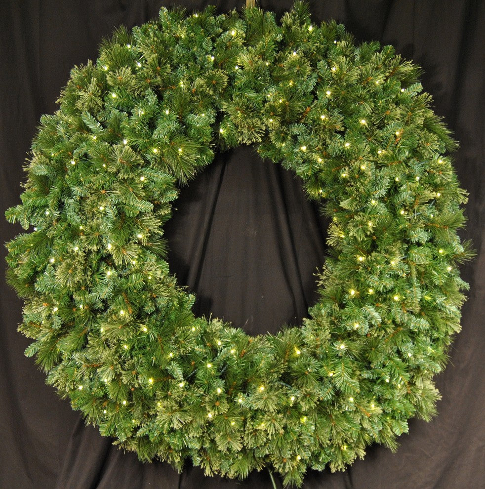 5' Blended Pine Wreath Pre-Lit With Warm White LEDs