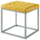 Teresa PU Leather Button Tufted Metal Frame Cube Ottoman, Yellow