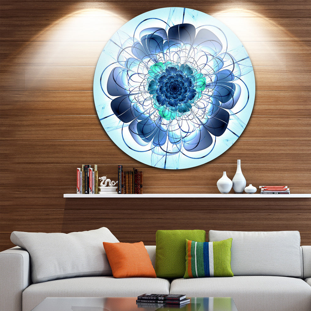 Blue And Purple Rounded Flower, Floral Round Wall Art, 23"