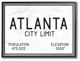 Atlanta City Limit, 11"x14", Framed Giclee Texturized Art