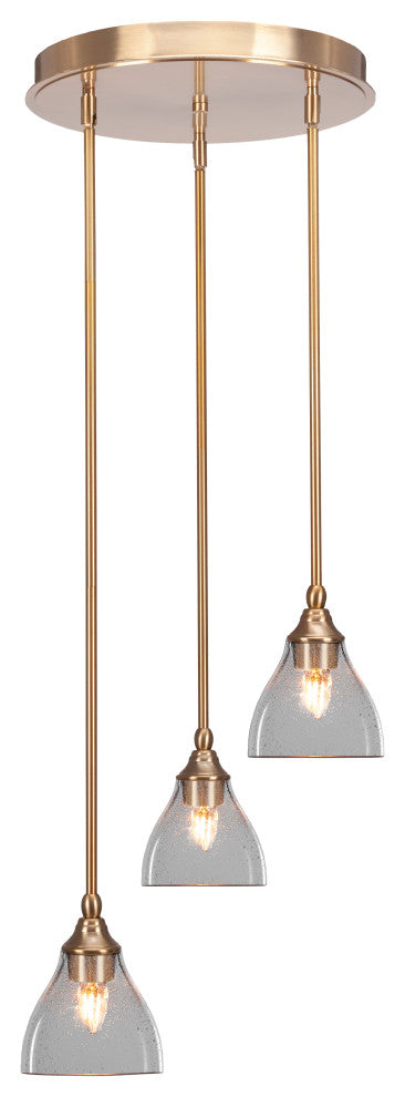 Empire 3-Light Cluster Pendalier, New Age Brass/Clear Bubble