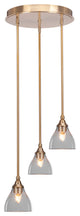 Empire 3-Light Cluster Pendalier, New Age Brass/Clear Bubble